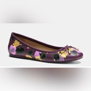 COACH  Lara Floral Tumbled Print Leather Flats. Size 8 B